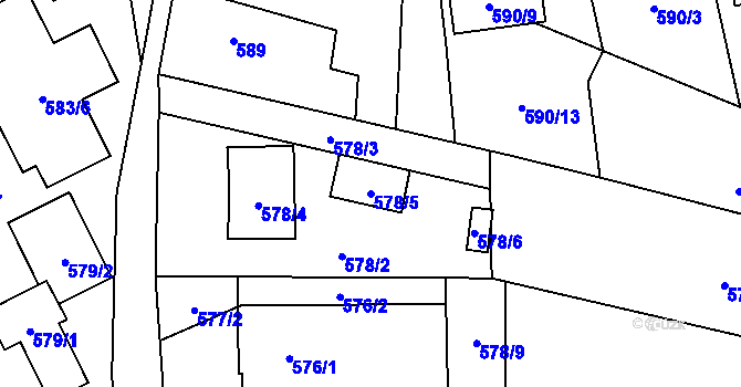 Parcela st. 578/5 v KÚ Sedlnice, Katastrální mapa