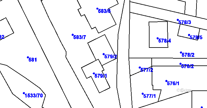 Parcela st. 579/2 v KÚ Sedlnice, Katastrální mapa