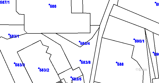 Parcela st. 583/4 v KÚ Sedlnice, Katastrální mapa