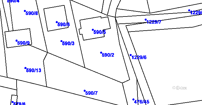 Parcela st. 590/2 v KÚ Sedlnice, Katastrální mapa