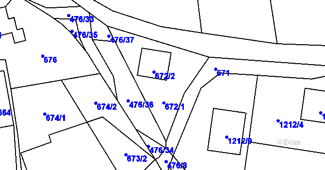 Parcela st. 672 v KÚ Sedlnice, Katastrální mapa