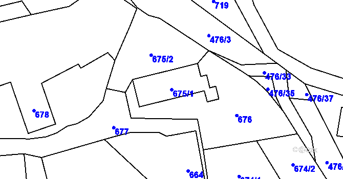 Parcela st. 675/1 v KÚ Sedlnice, Katastrální mapa