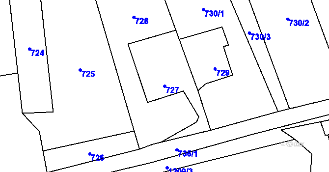 Parcela st. 727 v KÚ Sedlnice, Katastrální mapa