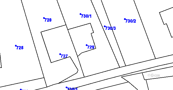 Parcela st. 729 v KÚ Sedlnice, Katastrální mapa