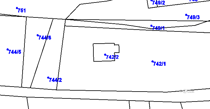 Parcela st. 742/2 v KÚ Sedlnice, Katastrální mapa