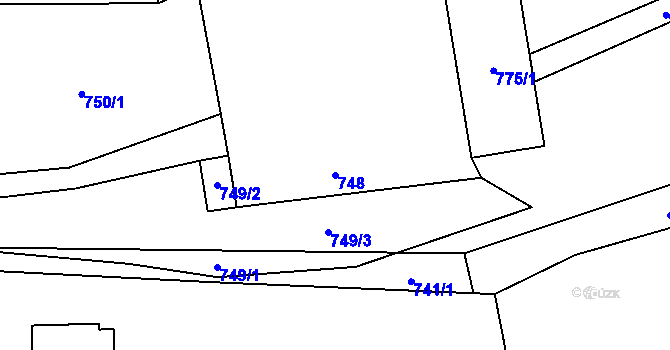 Parcela st. 748 v KÚ Sedlnice, Katastrální mapa