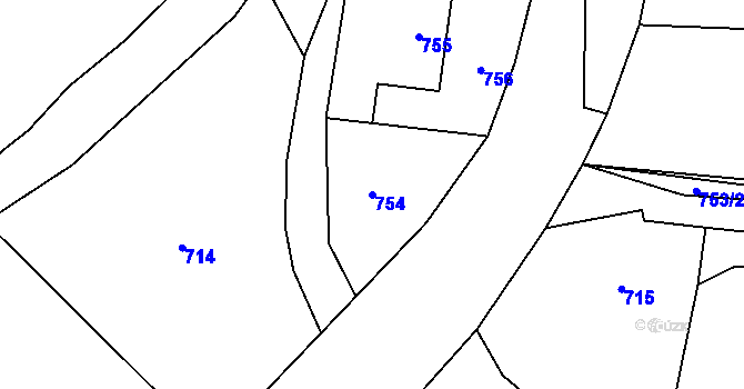 Parcela st. 754 v KÚ Sedlnice, Katastrální mapa
