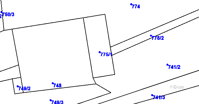 Parcela st. 775/1 v KÚ Sedlnice, Katastrální mapa
