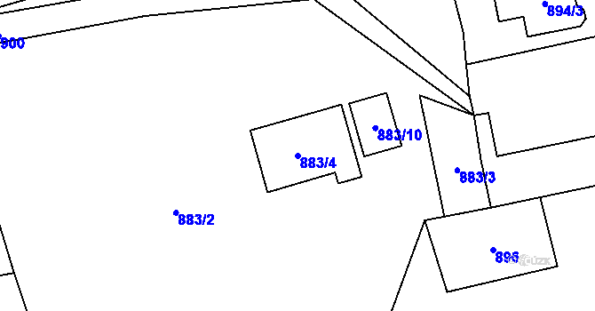 Parcela st. 883/4 v KÚ Sedlnice, Katastrální mapa