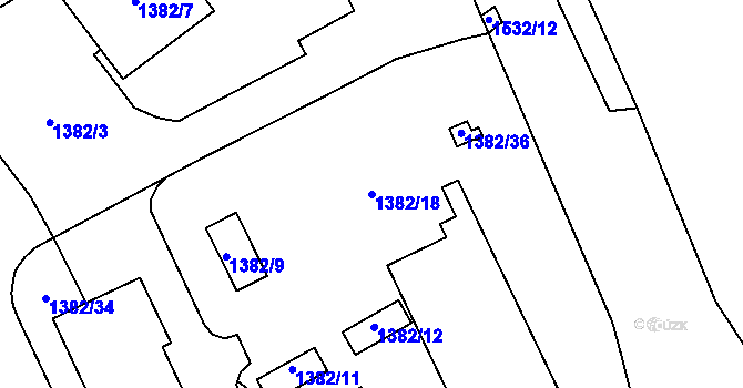 Parcela st. 1382/18 v KÚ Sedlnice, Katastrální mapa