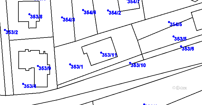 Parcela st. 353/11 v KÚ Sedlnice, Katastrální mapa