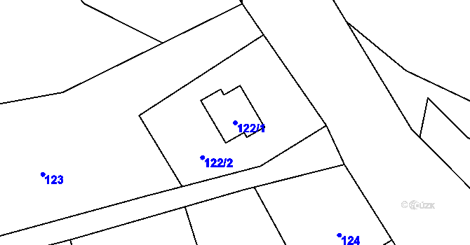 Parcela st. 122/1 v KÚ Sedlnice, Katastrální mapa