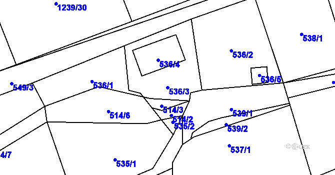 Parcela st. 536/3 v KÚ Sedlnice, Katastrální mapa