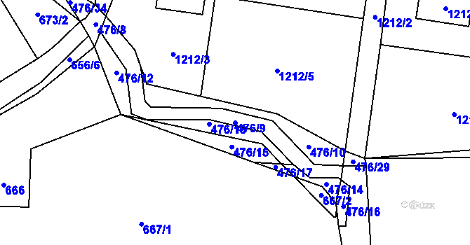 Parcela st. 476/9 v KÚ Sedlnice, Katastrální mapa
