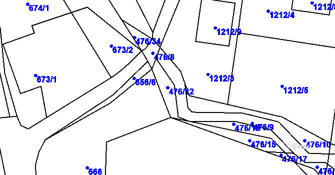 Parcela st. 476/12 v KÚ Sedlnice, Katastrální mapa