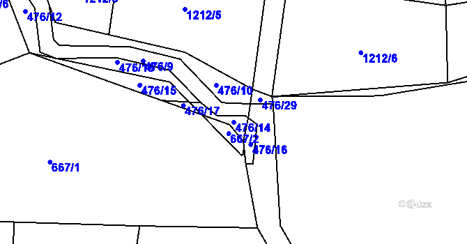 Parcela st. 476/14 v KÚ Sedlnice, Katastrální mapa