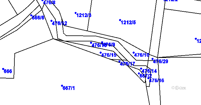 Parcela st. 476/15 v KÚ Sedlnice, Katastrální mapa