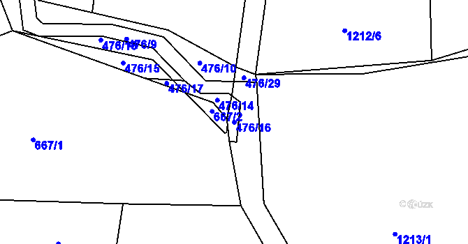 Parcela st. 476/16 v KÚ Sedlnice, Katastrální mapa