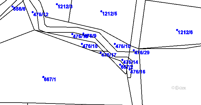 Parcela st. 476/17 v KÚ Sedlnice, Katastrální mapa