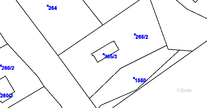 Parcela st. 265/3 v KÚ Sedlnice, Katastrální mapa