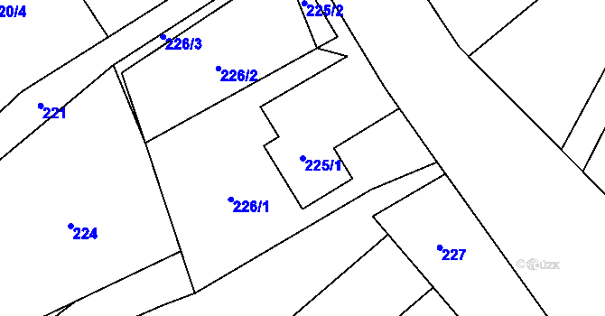 Parcela st. 225/1 v KÚ Sedlnice, Katastrální mapa