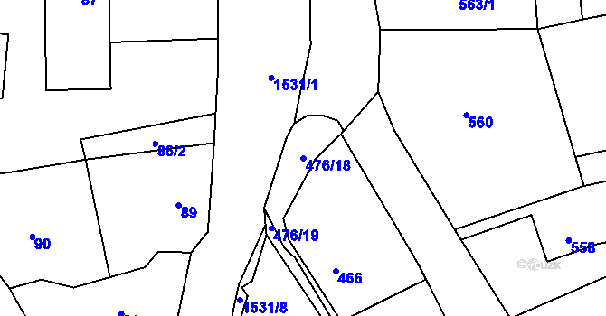 Parcela st. 476/18 v KÚ Sedlnice, Katastrální mapa