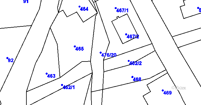 Parcela st. 476/20 v KÚ Sedlnice, Katastrální mapa
