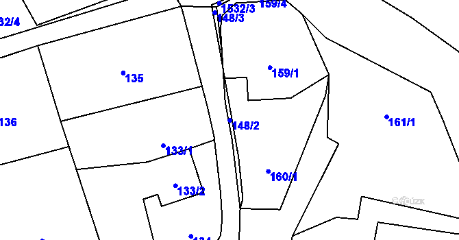 Parcela st. 148/2 v KÚ Sedlnice, Katastrální mapa