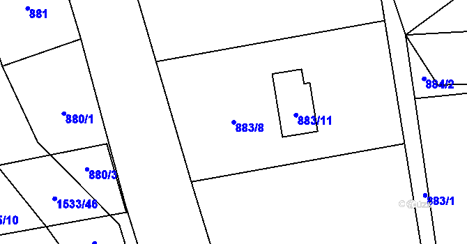 Parcela st. 883/8 v KÚ Sedlnice, Katastrální mapa