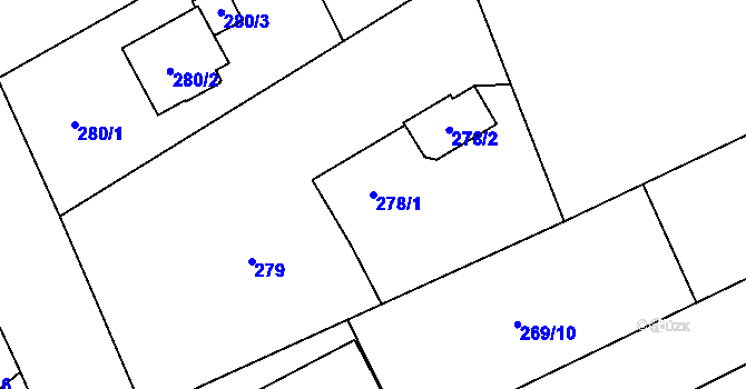 Parcela st. 278/1 v KÚ Sedlnice, Katastrální mapa