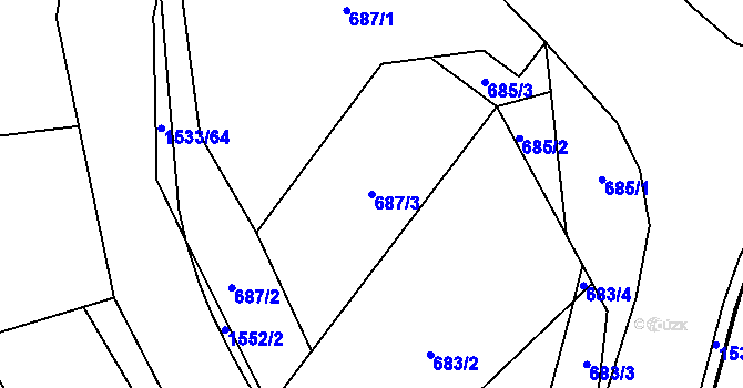 Parcela st. 687/3 v KÚ Sedlnice, Katastrální mapa