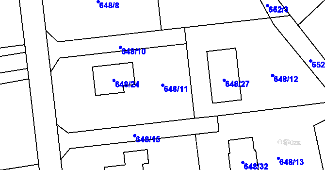 Parcela st. 648/11 v KÚ Sedlnice, Katastrální mapa