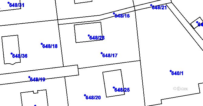 Parcela st. 648/17 v KÚ Sedlnice, Katastrální mapa