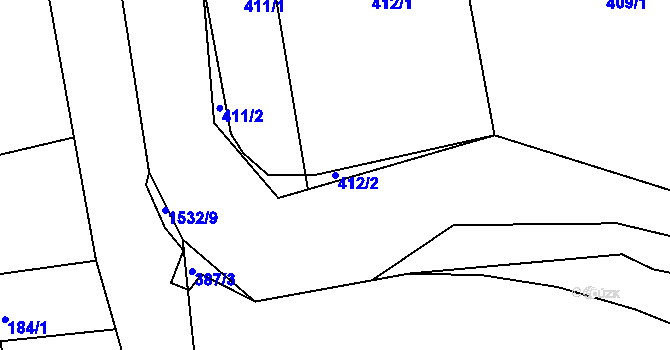 Parcela st. 412/2 v KÚ Sedlnice, Katastrální mapa