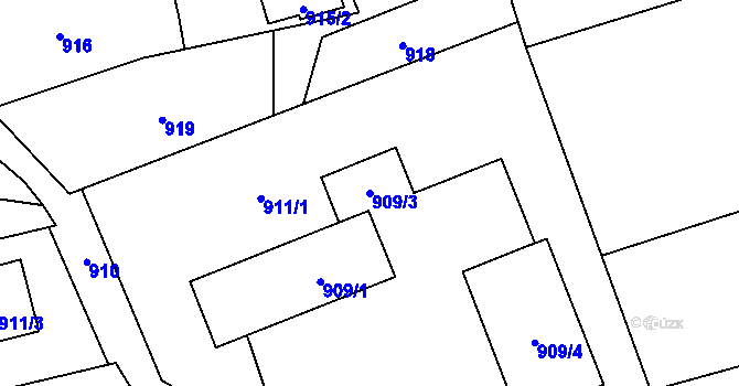 Parcela st. 909/3 v KÚ Sedlnice, Katastrální mapa