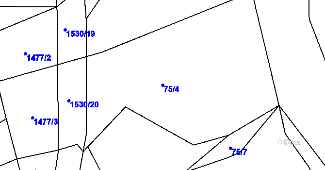 Parcela st. 75/4 v KÚ Sedlnice, Katastrální mapa