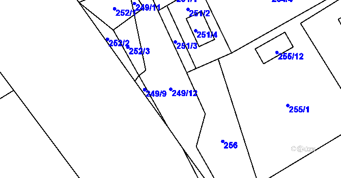Parcela st. 249/12 v KÚ Sedlnice, Katastrální mapa