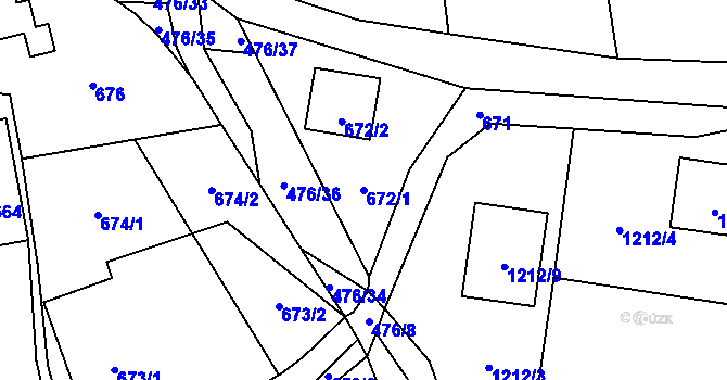 Parcela st. 672/1 v KÚ Sedlnice, Katastrální mapa