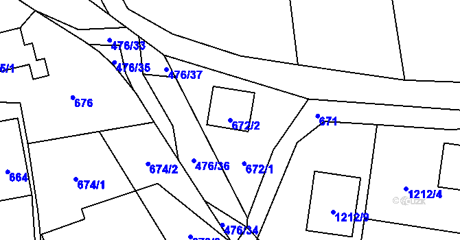 Parcela st. 672/2 v KÚ Sedlnice, Katastrální mapa