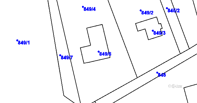 Parcela st. 849/6 v KÚ Sedlnice, Katastrální mapa