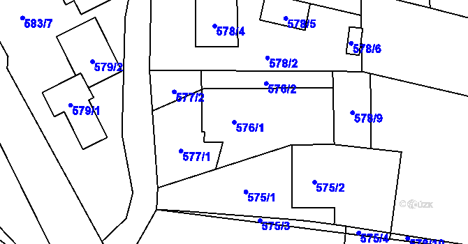 Parcela st. 576/1 v KÚ Sedlnice, Katastrální mapa