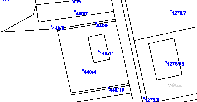 Parcela st. 440/11 v KÚ Sedlnice, Katastrální mapa