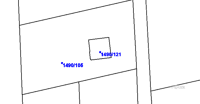 Parcela st. 1490/121 v KÚ Sedlnice, Katastrální mapa