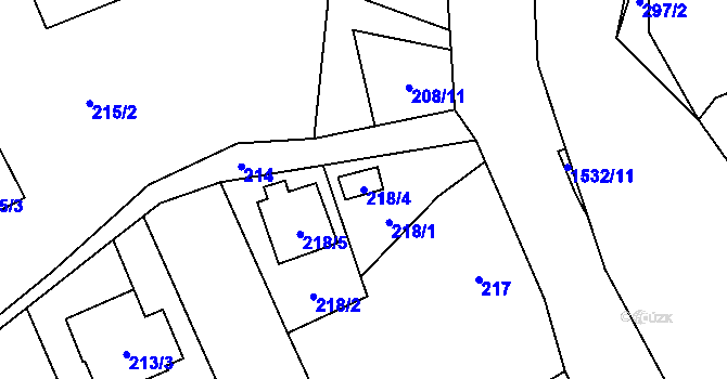 Parcela st. 218/4 v KÚ Sedlnice, Katastrální mapa