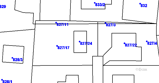 Parcela st. 827/24 v KÚ Sedlnice, Katastrální mapa