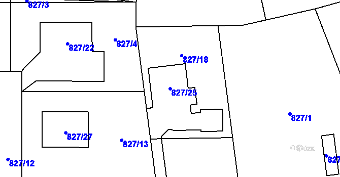 Parcela st. 827/25 v KÚ Sedlnice, Katastrální mapa