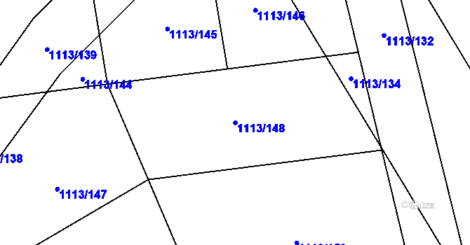 Parcela st. 1113/148 v KÚ Sedlnice, Katastrální mapa
