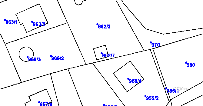 Parcela st. 962/7 v KÚ Sedlnice, Katastrální mapa