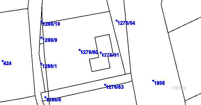 Parcela st. 1276/91 v KÚ Sedlnice, Katastrální mapa