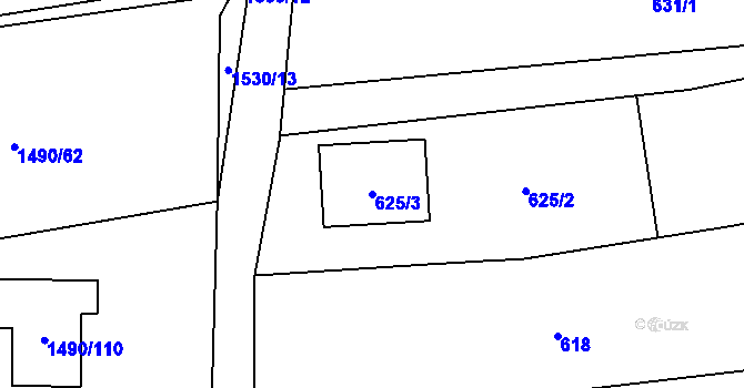 Parcela st. 625/3 v KÚ Sedlnice, Katastrální mapa